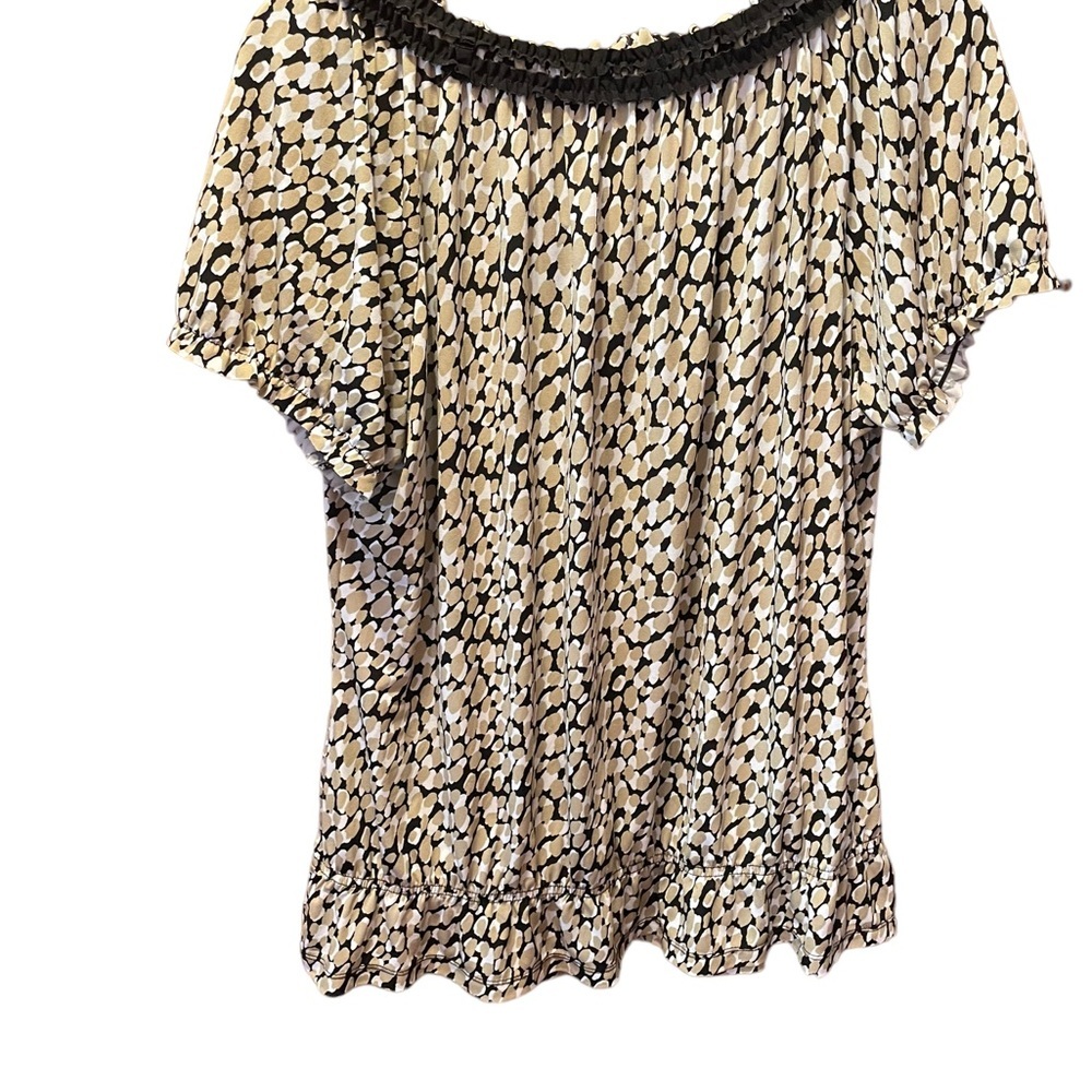 East 5th woman’s abstract patterned top, short sleeve, peplum, size XL - Picture 2 of 5